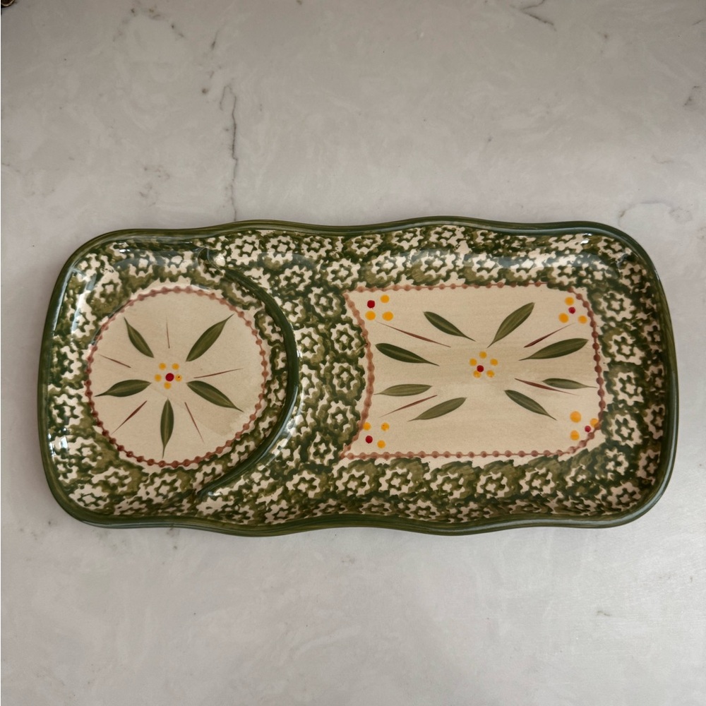 Temptations Presentable Ovenware by Tara~Old World~Serving Platter Ceramic Green